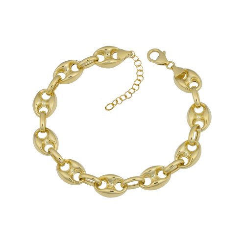 Sterling Silver Gold Plated Puffed Gucci Chain 7.8mm (PGUCCI-80-G)