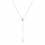 Sterling Silver Rosary Religious Pendant Necklace 2mm (ROS-1002)