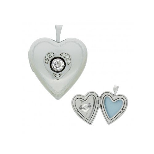 Dancing Diamond Heart Locket Engraved Frame (LOC-HE-1076)