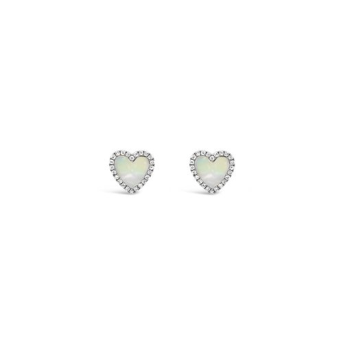 Sterling Silver Heart Mother of Pearl CZ Halo Stud (ST-1556)