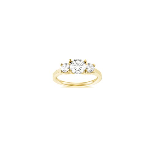 Sterling Silver Gold Vermeil Claw Set 3 Stone CZ Ring (R-1606-G)