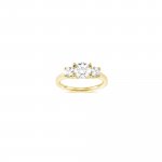 Sterling Silver Gold Vermeil Claw Set 3 Stone CZ Ring (R-1606-G)