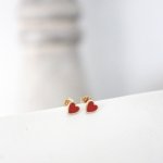 10K Yellow Gold Red Heart Studs (GE-10-1101)