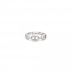 Sterling Silver CZ Puffed Gucci Link Ring (R-1604)