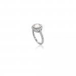 Sterling Silver Decorative CZ Halo Bezel Ring (R-1607)