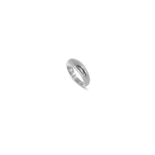 Sterling Silver Rhodium Plated Puffed Dome Ring (R-1602)