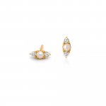 Sterling Silver Gold Vermeil Dainty Pearl and CZ Stud (ST-1559)