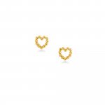 Sterling Silver Gold Vermeil Dotted-Heart Stud (ST-1558)