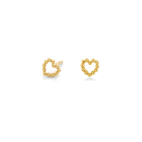 Sterling Silver Gold Vermeil Dotted-Heart Stud (ST-1558)