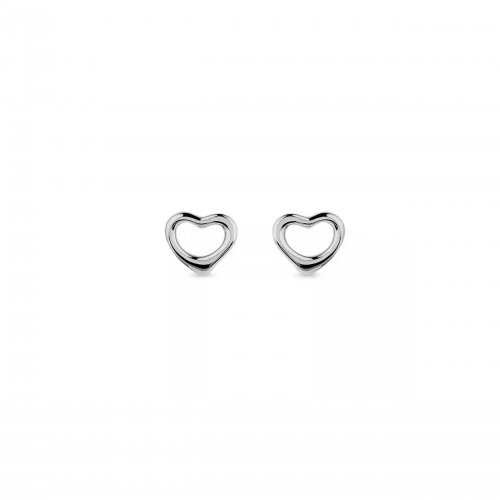 Sterling Silver Plain Mini Open Heart Studs (ST-1564)