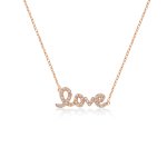 Sterling Silver CZ Love Cursive Necklace (N-1245)