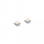 Sterling Silver Sunshine Pearl and CZ Studs (ST-1570)