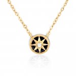Sterling Silver Gold Vermeil Mini North Star CZ Necklace (N-1518)