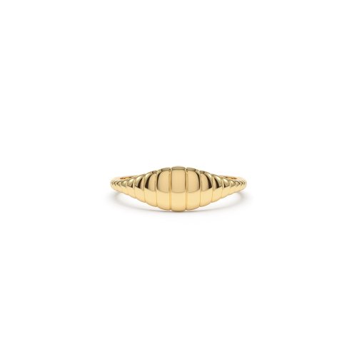 Sterling Silver Gold Vermeil Mini Croissant Signet Ring (R-1615)