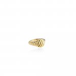 Sterling Silver Gold Vermeil Puffed Croissant Signet Ring (R-1616)