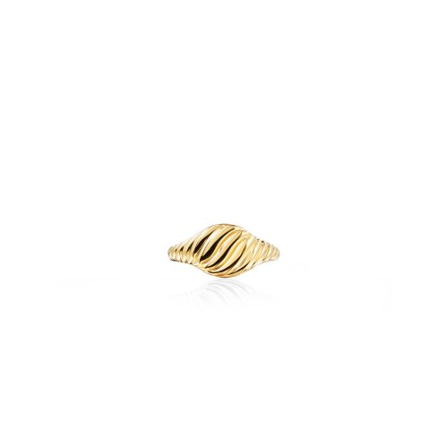 Sterling Silver Gold Vermeil Puffed Croissant Signet Ring (R-1616)