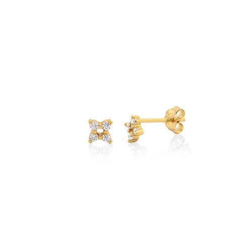 Sterling Silver Gold Vermeil Mini CZ Gizmo Studs (ST-1574)