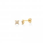 Sterling Silver Gold Vermeil Mini CZ Gizmo Studs (ST-1574)