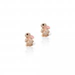 Sterling Silver Pave Bunny with Pearl Tail Studs (ST-1579)
