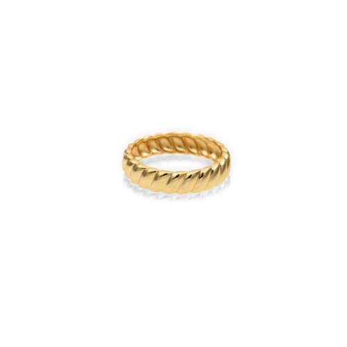 Sterling Silver Gold Vermeil Twisted Chunky Band Ring (R-1613-G)