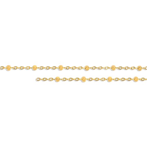 10k Yellow Gold DC Beaded Station Chain By Inch 1.23mm (PERM-STN-30-10)