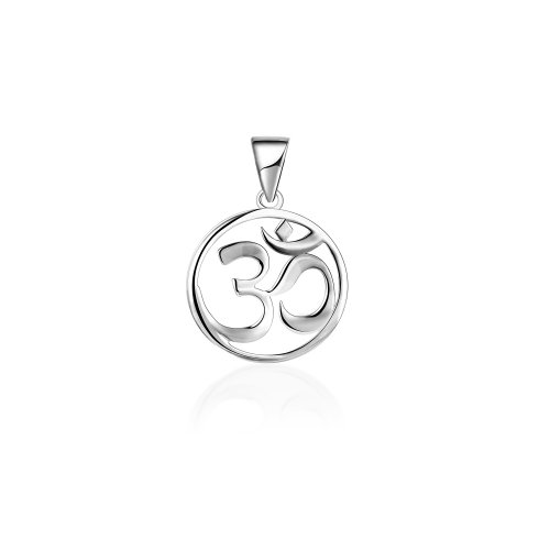 Sterling Silver Round Om Pendant 23mm (P-1464)