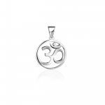 Sterling Silver Round Om Pendant 23mm (P-1464)
