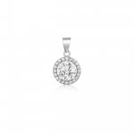 Sterling Silver Classic Round Halo Pendant (P-1465)