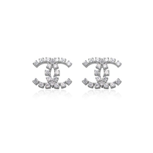 Starling Silver Prong Set CZ Chanel Inspired Studs (ST-1589)