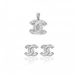 Sterling Silver CZ Chanel Inspired Baguette Pendent Set (PS-1063)