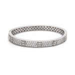 Sterling Silver RH Plated Cartier Inspired Pave CZ Love Bracelet Bangle (IB-1102)