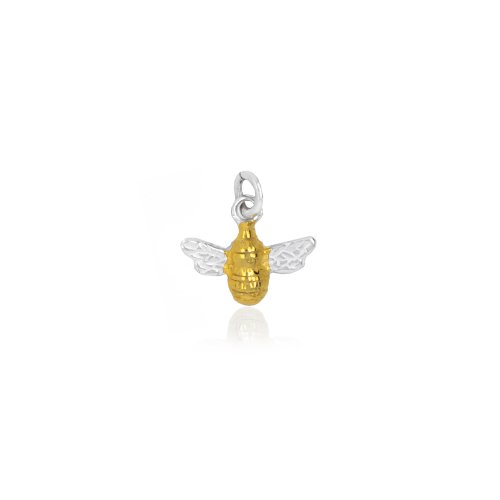 Sterling Silver Plain Gold Plated Bee with Silver Wings Pendant (P-1468)