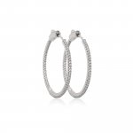 Sterling Silver RH Plated CZ 35MM Hoops (HP-CZ-1096-35)