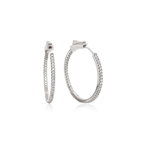 Sterling Silver RH Plated CZ 30MM Hoops (HP-CZ-1096-30)
