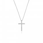 Sterling Silver Classical Cross Chain with Cubics (CR-1407)