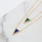 Sterling Silver Gold Vermeil Triangle Necklace (N-1523)
