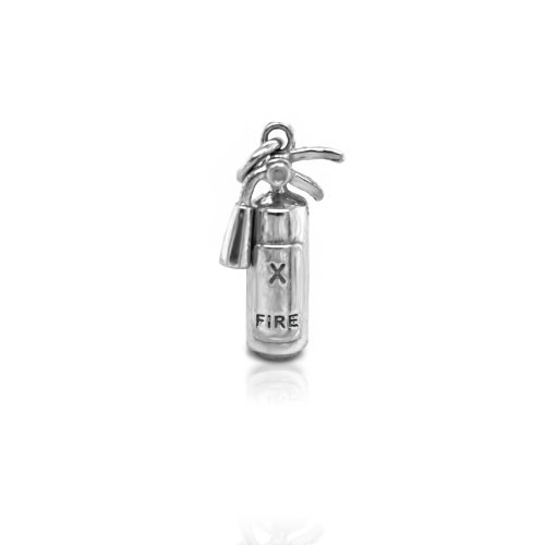 Sterling Silver Italian Rhodium Plated Fire Extinguisher Pendant (P-1480)