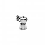 Sterling Silver Italian Rhodium Plated Coffee Pot Pendant (P-1474)