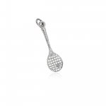 Sterling Silver Italian Rhodium Plated Tennis Racket and Ball Pendant (P-1484)