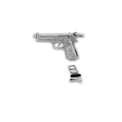 Sterling Silver Italian Pistol Gun Pendant (P-1481)