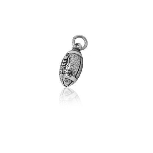 Sterling Silver Italian Rhodium Plated Rugby Ball Pendant (P-1471)