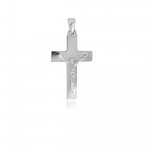 Sterling Silver Rhodium Plated Crucifix Cross High Polished Italian Pendant (CR-1408)
