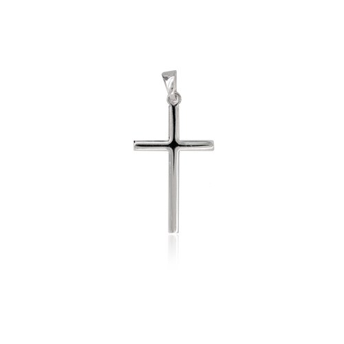 Sterling Silver Rhodium Plated Cross High Polished Italian Pendant (CR-1409)