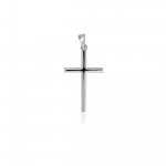 Sterling Silver Rhodium Plated Cross High Polished Italian Pendant (CR-1409)
