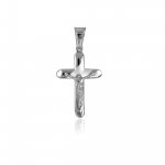 Sterling Silver Rhodium Plated Crucifix Round Cross With Huge Bail Italian Pendant (CR-1410)