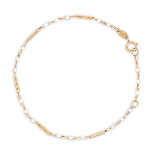10K Yellow Gold With Enamel Bead and Bar Bracelet (GB-10-1108)