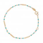 10K Yellow Gold With Enamel Bead and Bar Bracelet (GB-10-1108)