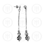 Silver Rhodium Plated Dangle Ball Earrings (RPE010)