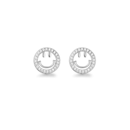 Sterling Silver CZ Smily Face stud earrings (ST-1598)