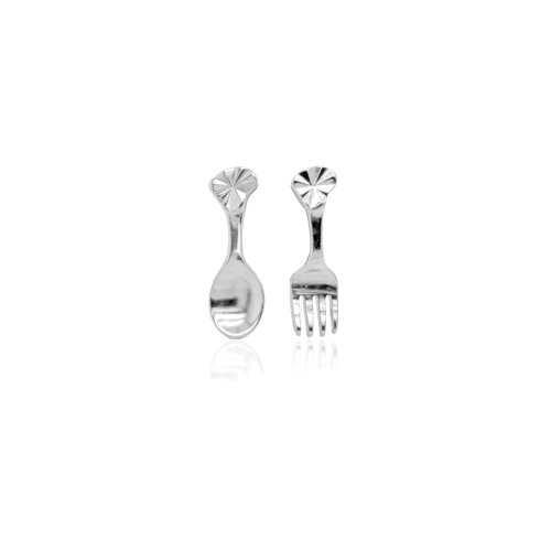 Sterling Silver Gold Vermeil Fork and Spoon Studs (ST-1587)